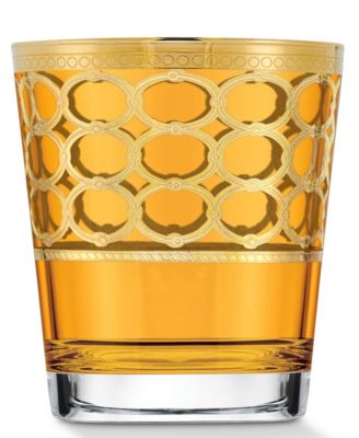 Multicolor Double Old Fashion with Gold-Tone Rings, Set of 4