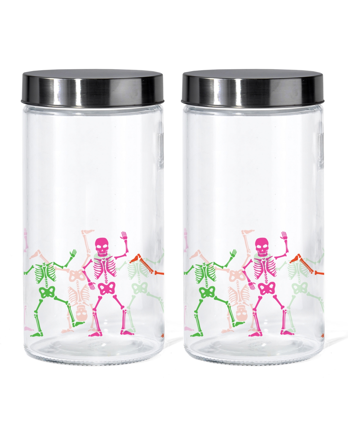Style Setter Colorful Skeletons Glass Jar, 60 oz In Clear