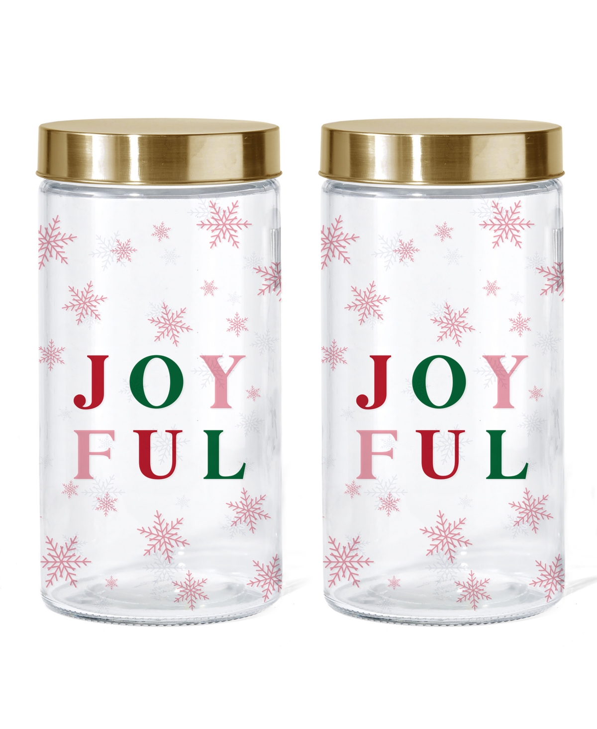 Style Setter Joyful Pink Snowflakes Glass Jar, 60 oz In Clear