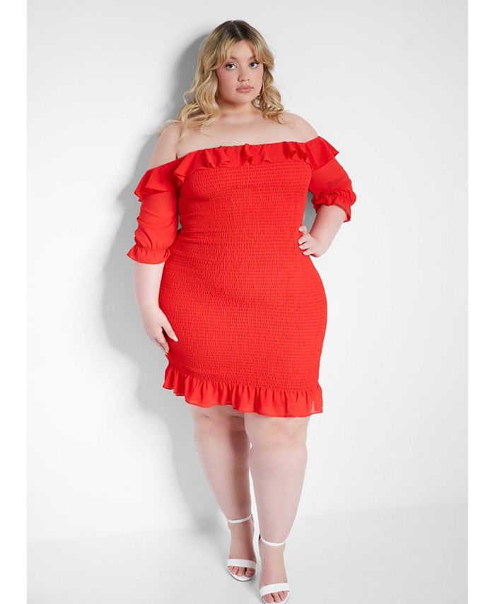 Rebdolls Women's Plus Size Off Shoulder Smocked Dress - Macy's