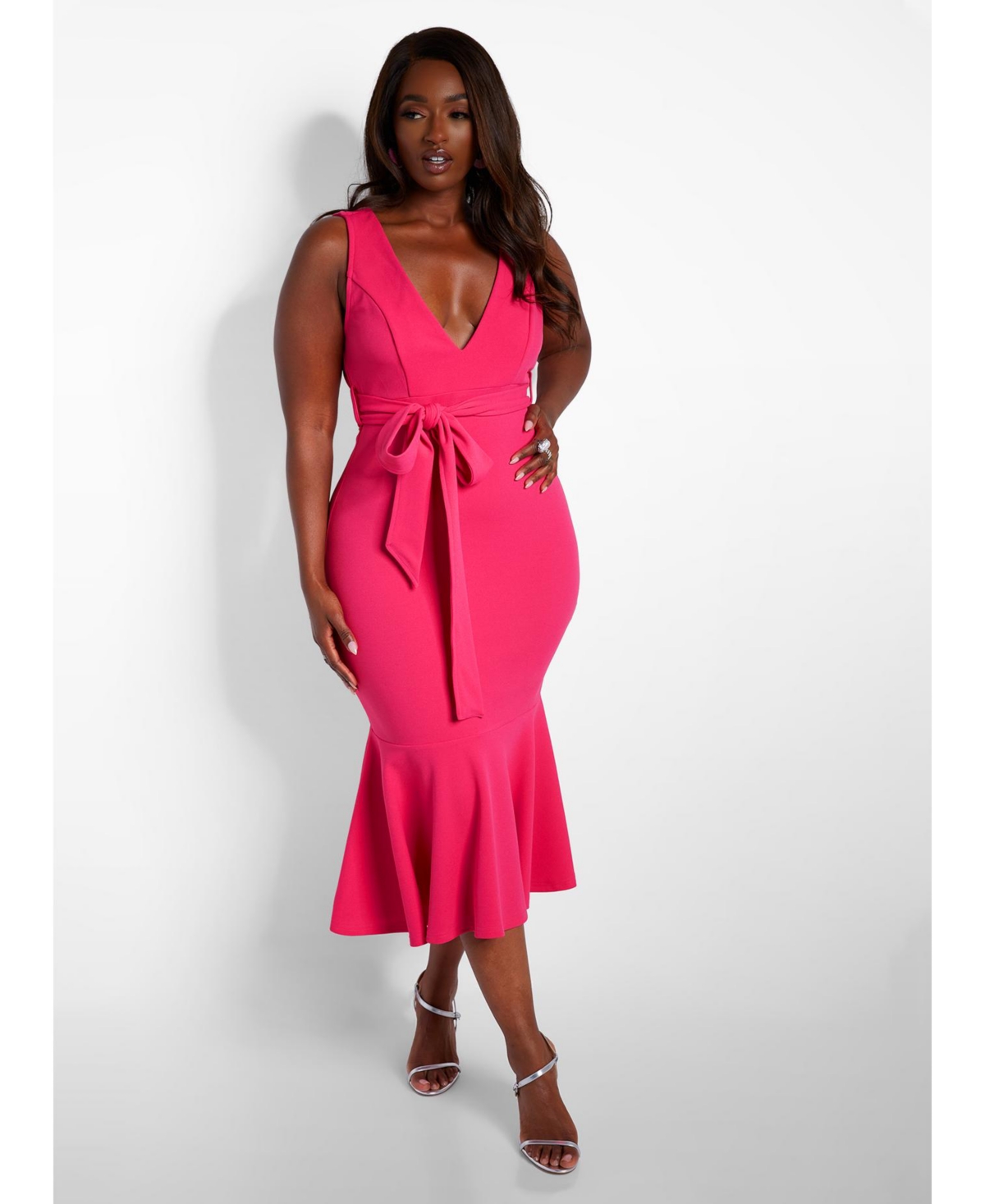 Women's Plus Size Kate Mermaid Midi Bodycon Dress - Pink