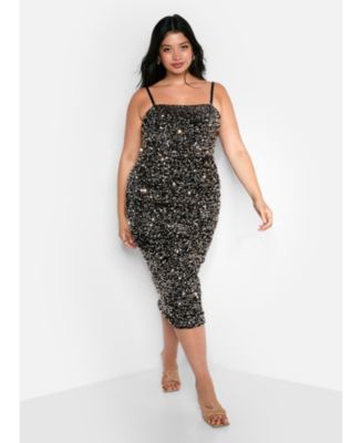 plus size sequin bodycon dress Rebdolls Women's Plus Size Soraya Sequin Midi Bodycon Dress