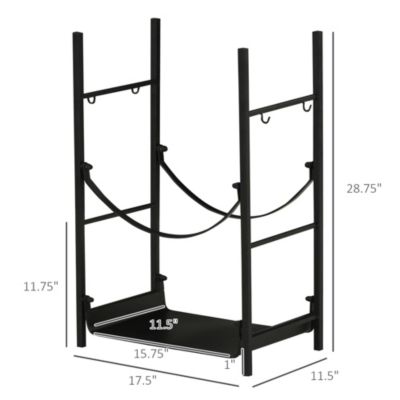 18&amp;#x22; 2-Tier Firewood Log Wood Storage Rack &amp; Accessories