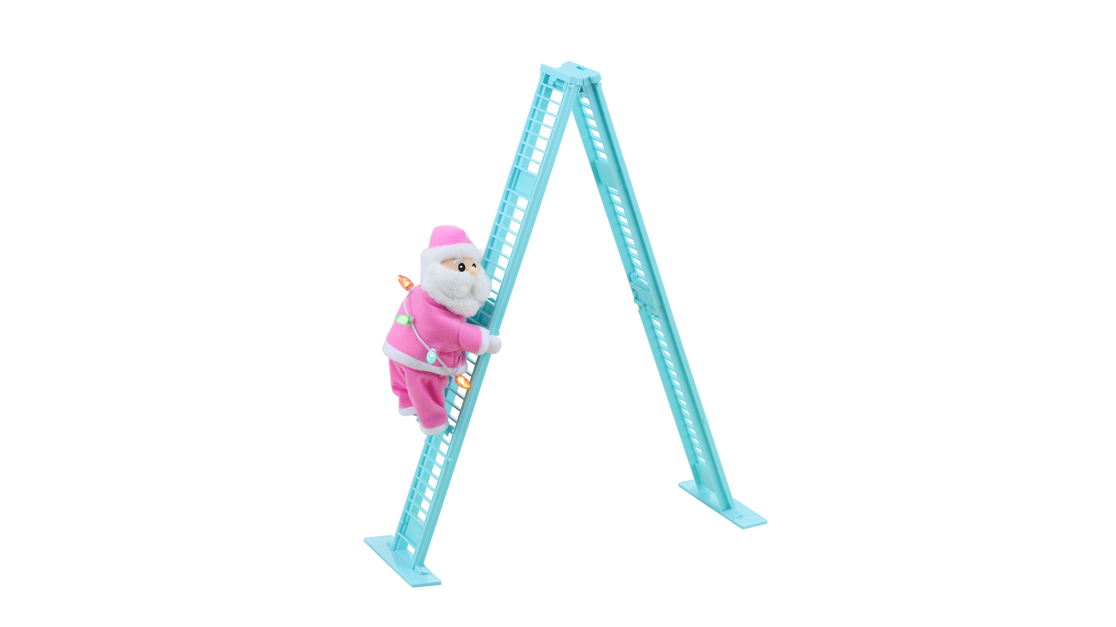 Mr. Christmas 17" Animated Tabletop Pastel Climbing White Santa
