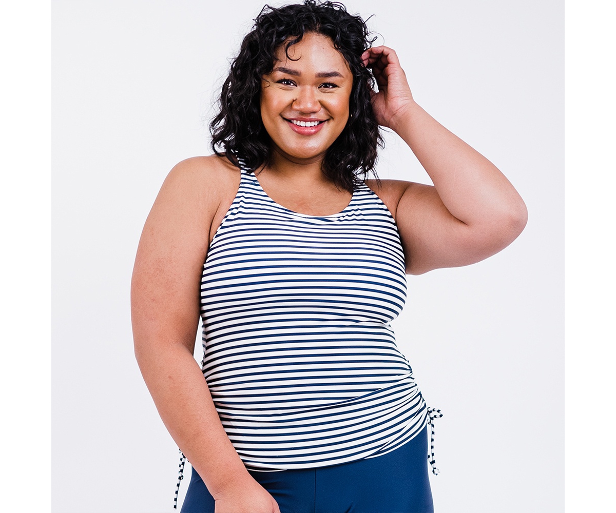 Calypsa Plus Size Maya Tankini Swim Top With Removable Cups