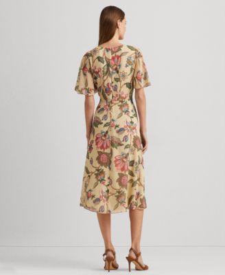 Lauren Ralph Lauren Women's Floral Belted Crinkle Georgette Dress
