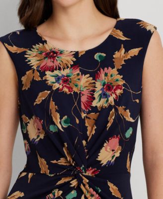 Lauren Ralph Lauren Women's Floral Twist-Front Stretch Jersey Dress - Macy's