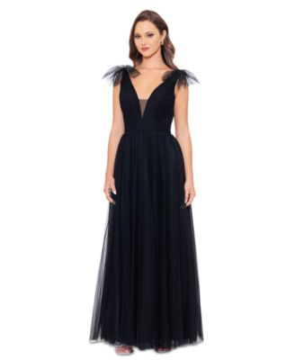 Betsy & Adam - Women's V-Neck Sleeveless Chiffon Gown