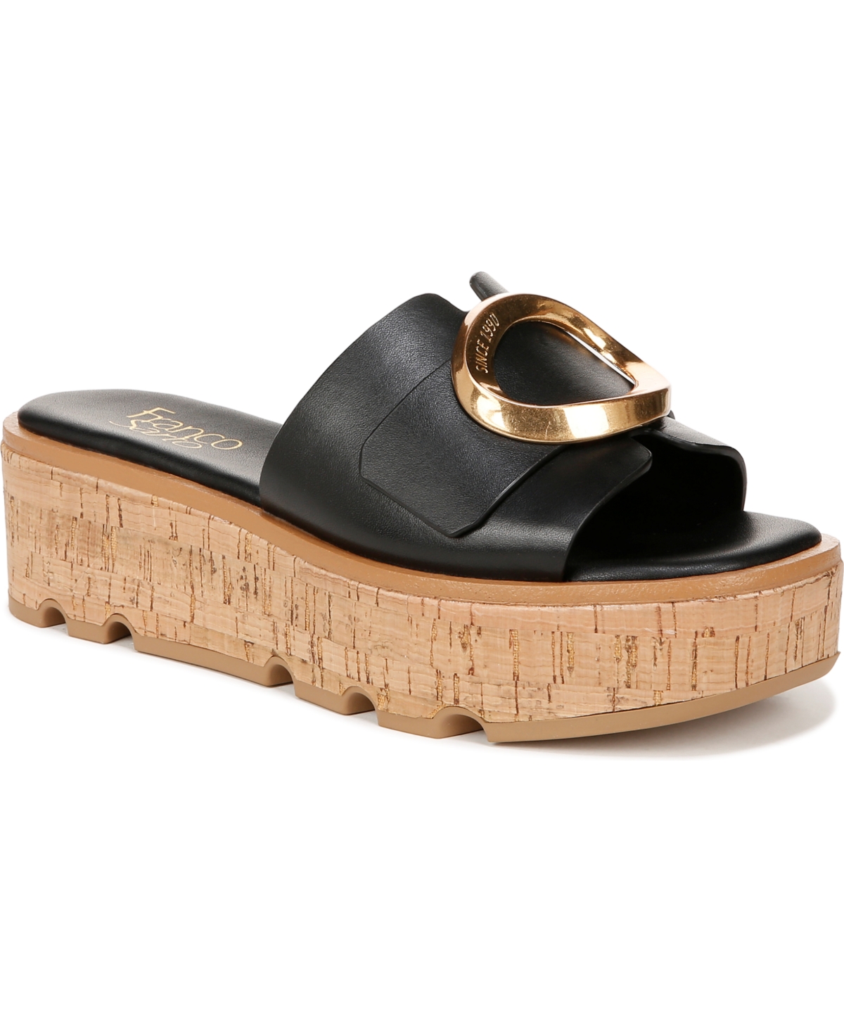 Shop Franco Sarto Women's Hoda Platform Slide Sandals In Black Leather