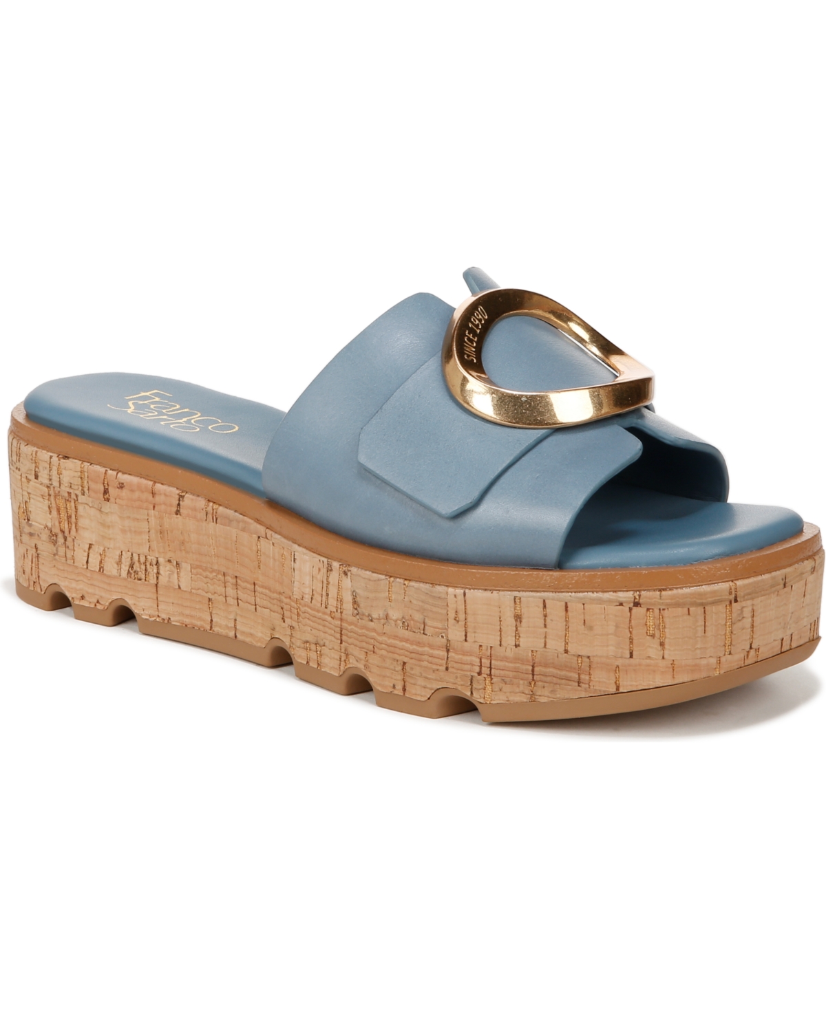 Shop Franco Sarto Hoda Platform Slide Sandals In Denim Blue Leather