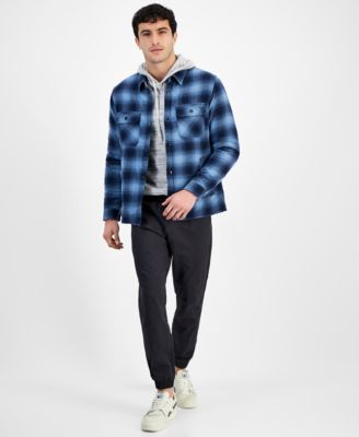 Sun Stone Mens Evans Plaid Shirt Jacket Hooded Sweater Articulated Jogger Created For Macys