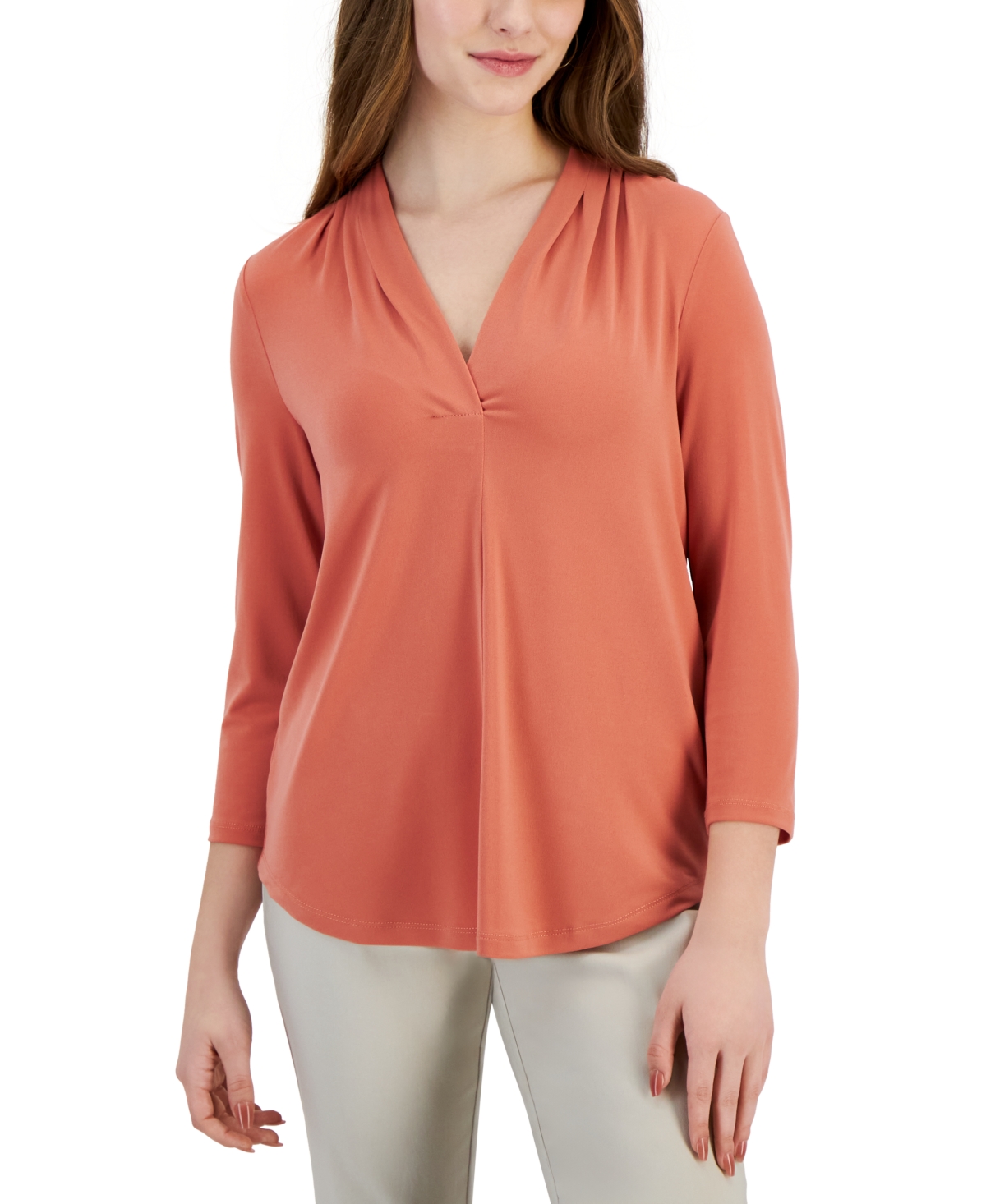 Petite Solid Ity Top, Created for Macy's - Burnt Brick