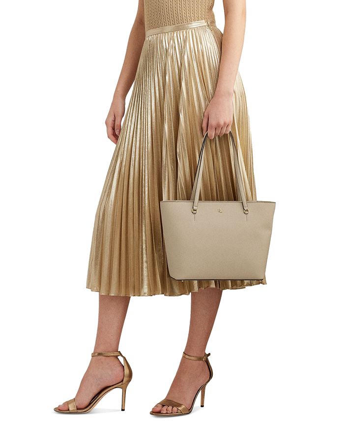 Lauren Ralph Lauren Crosshatch Leather Medium Karly Shopper Tote Macy's