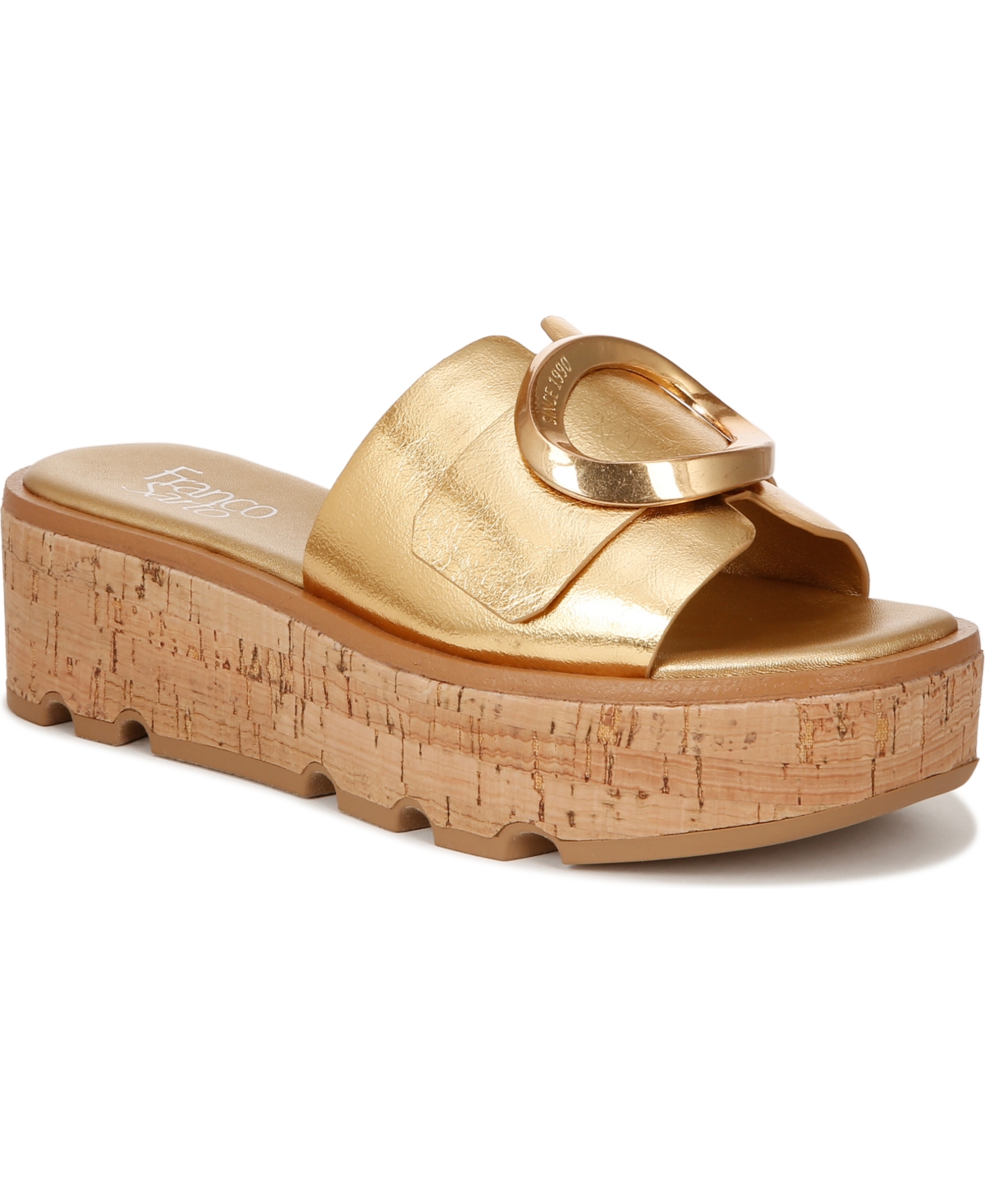 Shop Franco Sarto Women's Hoda Platform Slide Sandals In Gold Faux Leather