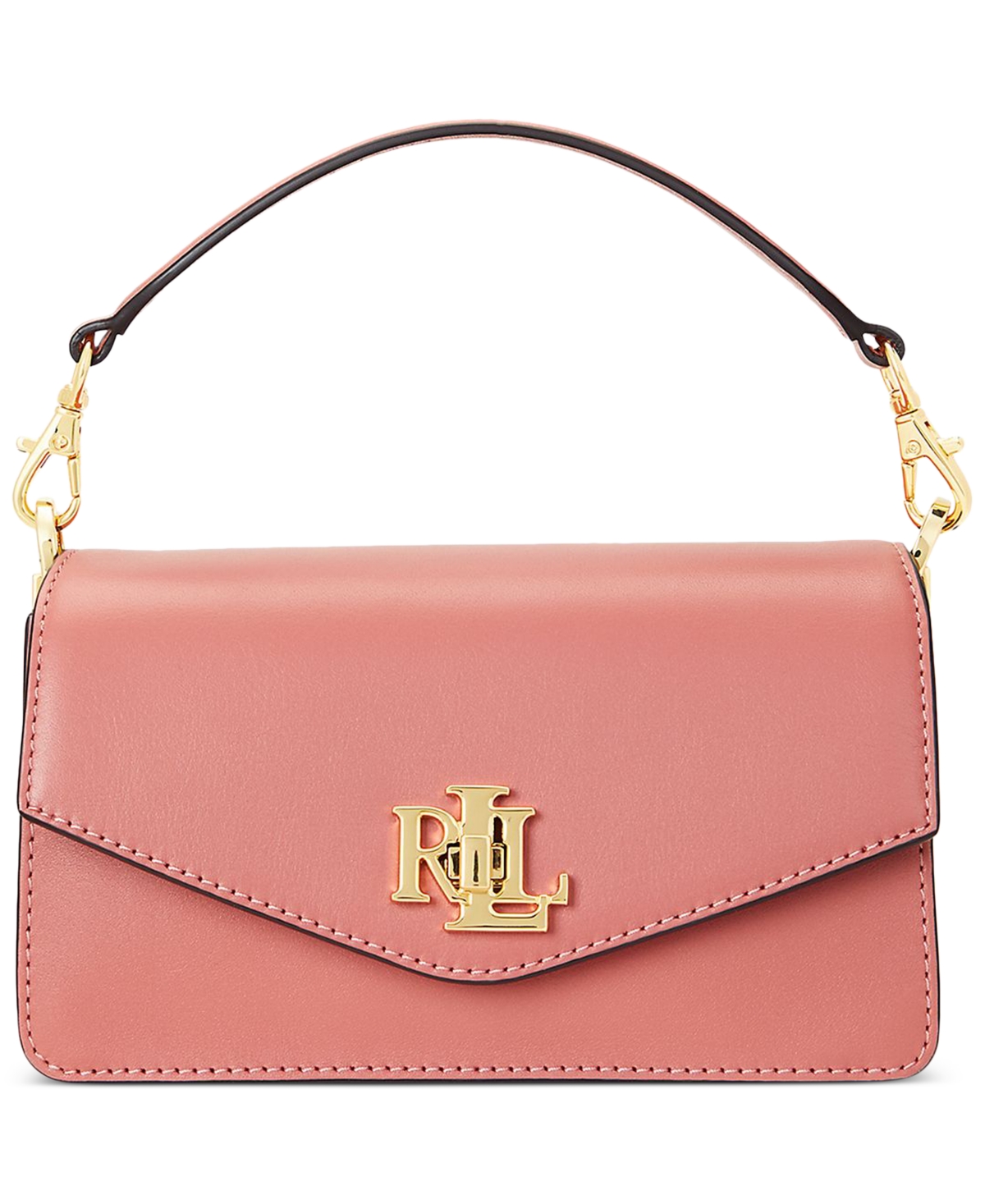 Lauren Ralph Lauren Small Leather Tayler Convertible Crossbody Bag In Pink Mahogany