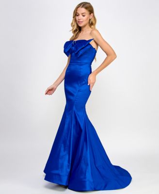 B Darlin Juniors' Bow-Trim Strapless Mermaid Gown, Created for Macy's