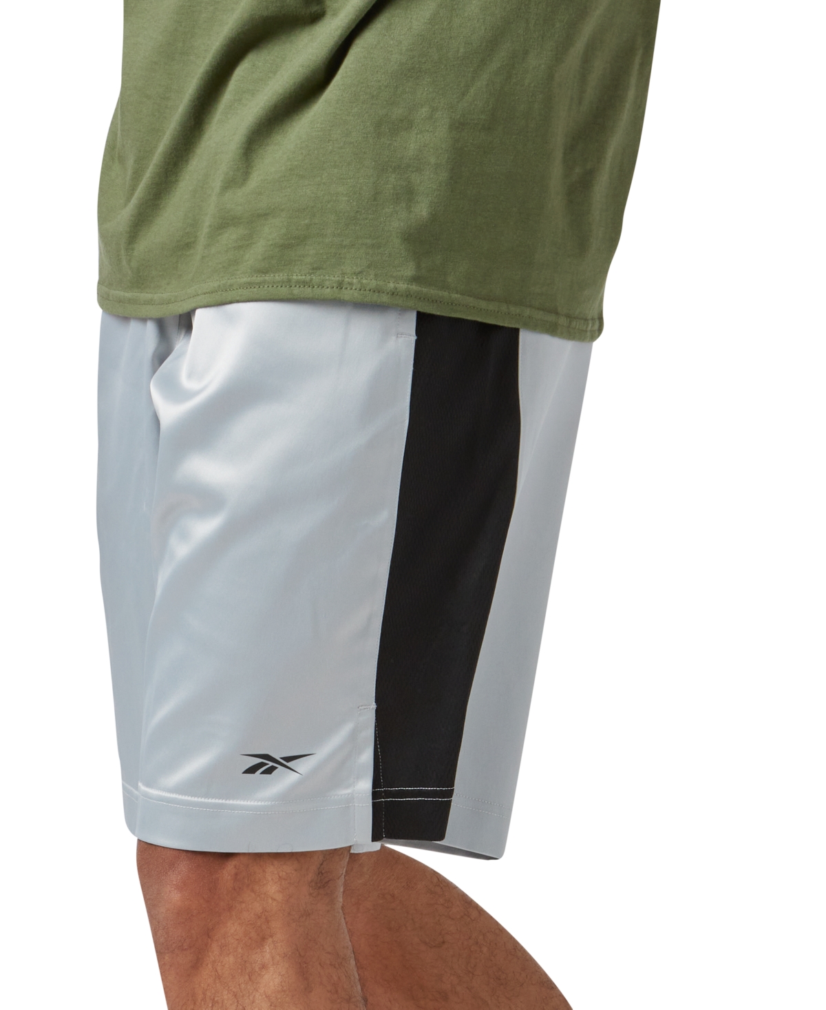 Reebok Men's Regular-Fit Mesh-Panel Satin Basketball Shorts -black