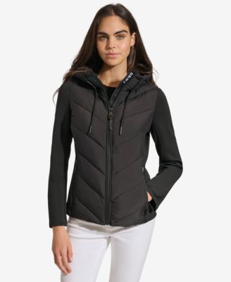 DKNY - Women's Hooded Scuba Packable Puffer Coat