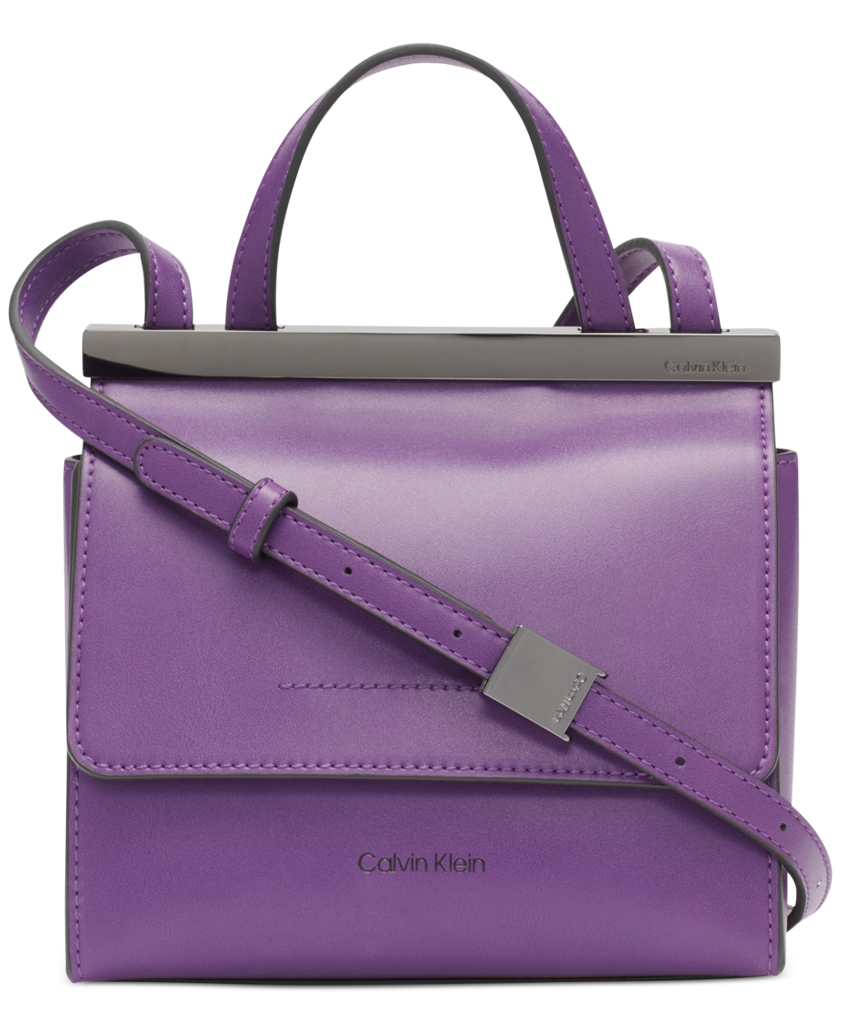 Calvin Klein Coral Flap Crossbody With Adjustable Strap In Grape