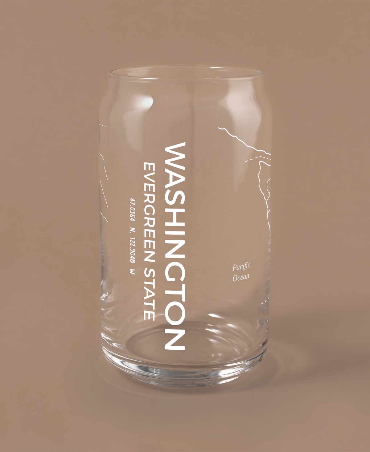 Narbo The Can Washington State Map 16 oz Everyday Glassware, Set Of 2 In White