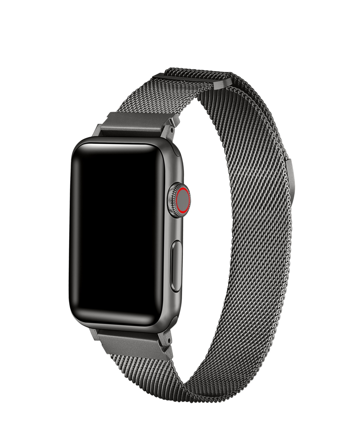 Posh Tech Unisex Milanese Graphite Stainless Steel Mesh 2 Piece Strap For Apple Watch Sizes