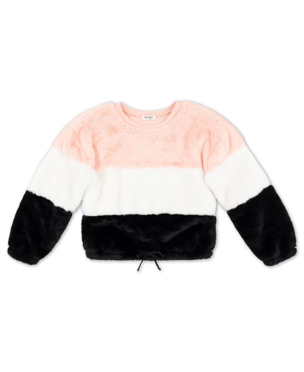 Speechless Kids' Big Girls Color Block Long Sleeve Sweater In Blush Black
