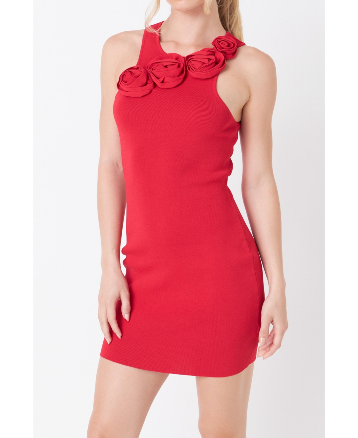 Endless Rose Rose Detail Body-con Minidress In Red