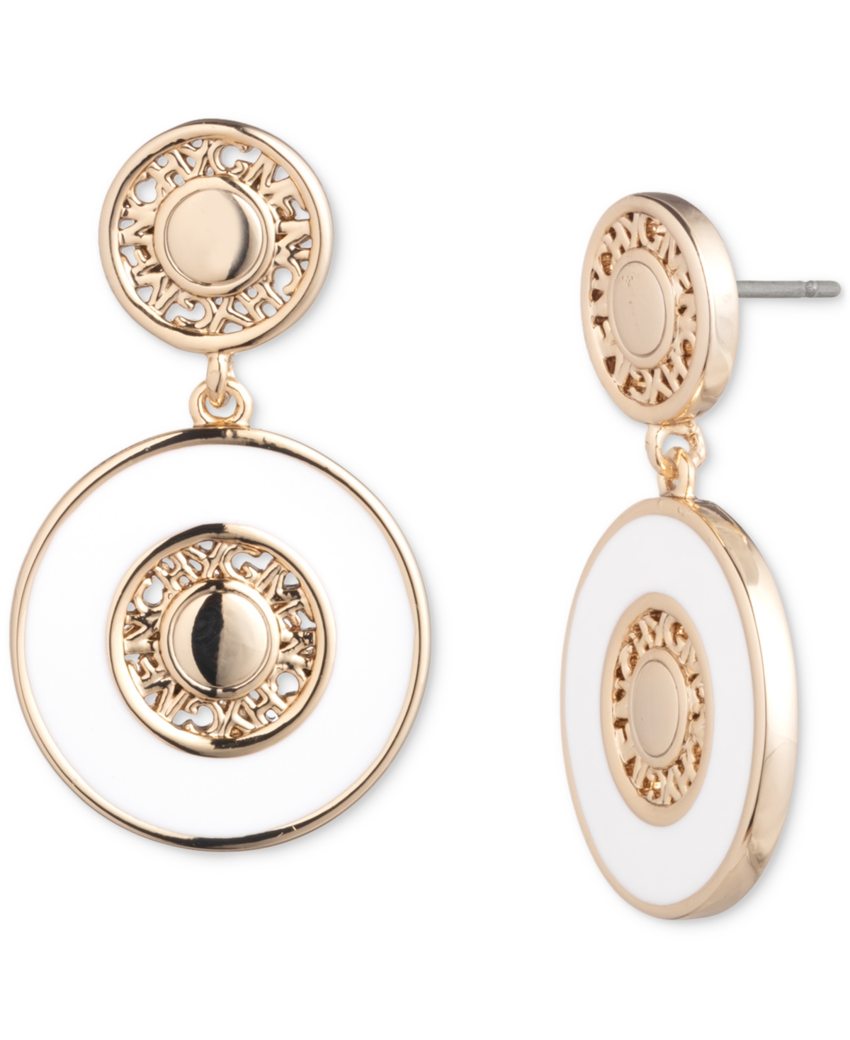 Givenchy Gold-tone & Color Framed Logo Drop Earrings In White