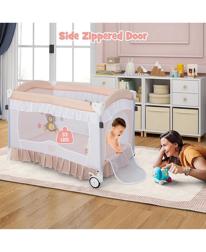 Costway Portable Baby Playpen Crib Cradle Changing Pad