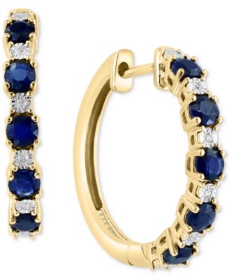 EFFY Collection - Sapphire (3/4 ct. t.w.) & Diamond Accent Small Hoop Earrings in 14k Gold-Plated Sterling Silver, 0.81"