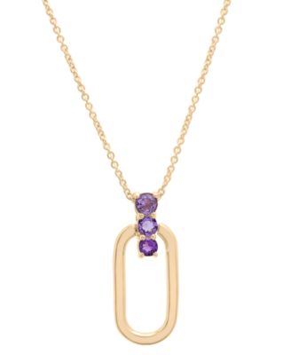 Macy's - Amethyst Graduated Oval 18" Pendant Necklace (1/5 ct. t.w.) in 14k Gold-Plated Sterling Silver