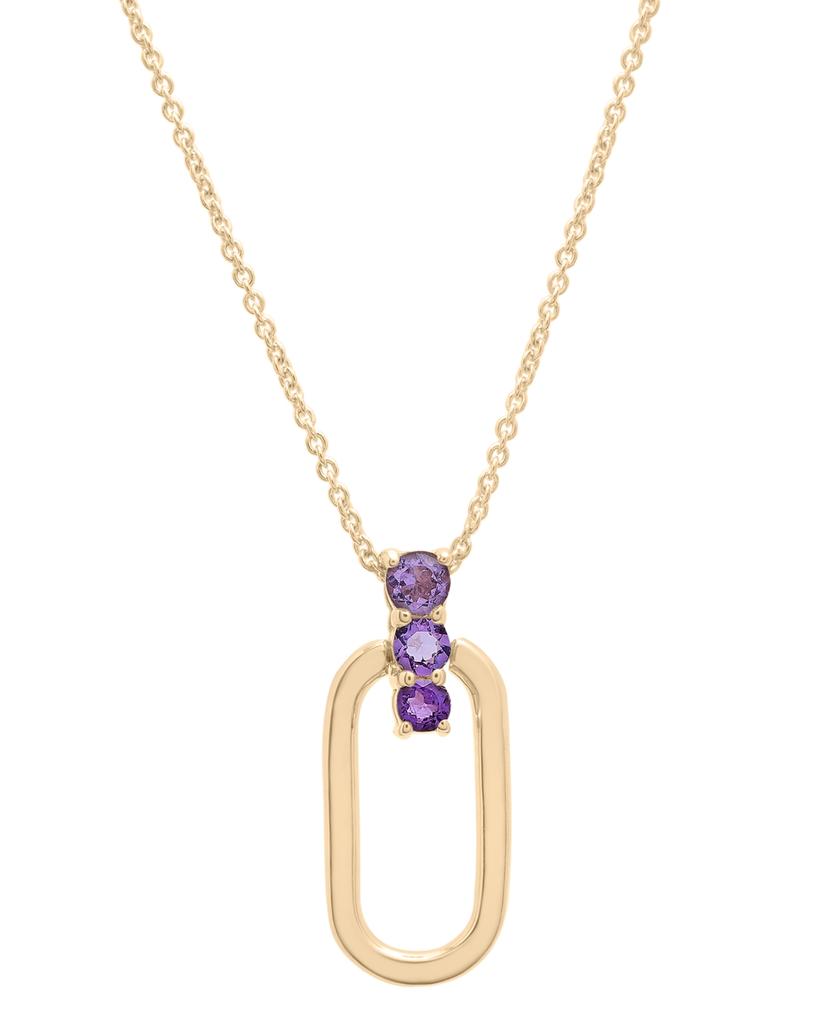 Macy's Amethyst Graduated Oval 18" Pendant Necklace (1/5 Ct. T.w.) In 14k Gold-plated Sterling Silver