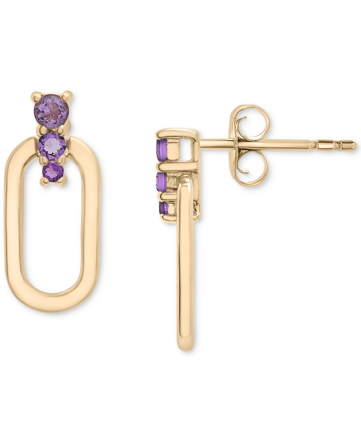 Graduated Oval Drop Earrings (1/4 ct. t.w.) in 14k Gold-Plated Sterling Silver - Amethyst