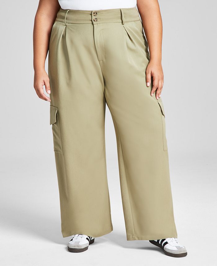 And Now This Trendy Plus Size Wide-Leg Pleated Cargo Pants - Macy's