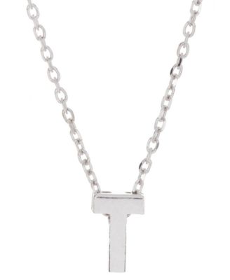 Rhodium-Plated Mini Initial A Pendant Necklace, 16" + 2" extender
