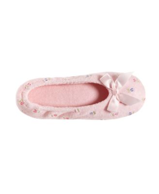 Isotoner Embroidered Terry Ballerina Slipper, Online Only 