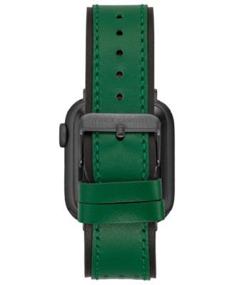 Men's Green and Black Premium Leather Band with Perforated Pattern For 42mm, 44mm, 45mm, Ultra, Ultra2 Apple Watch