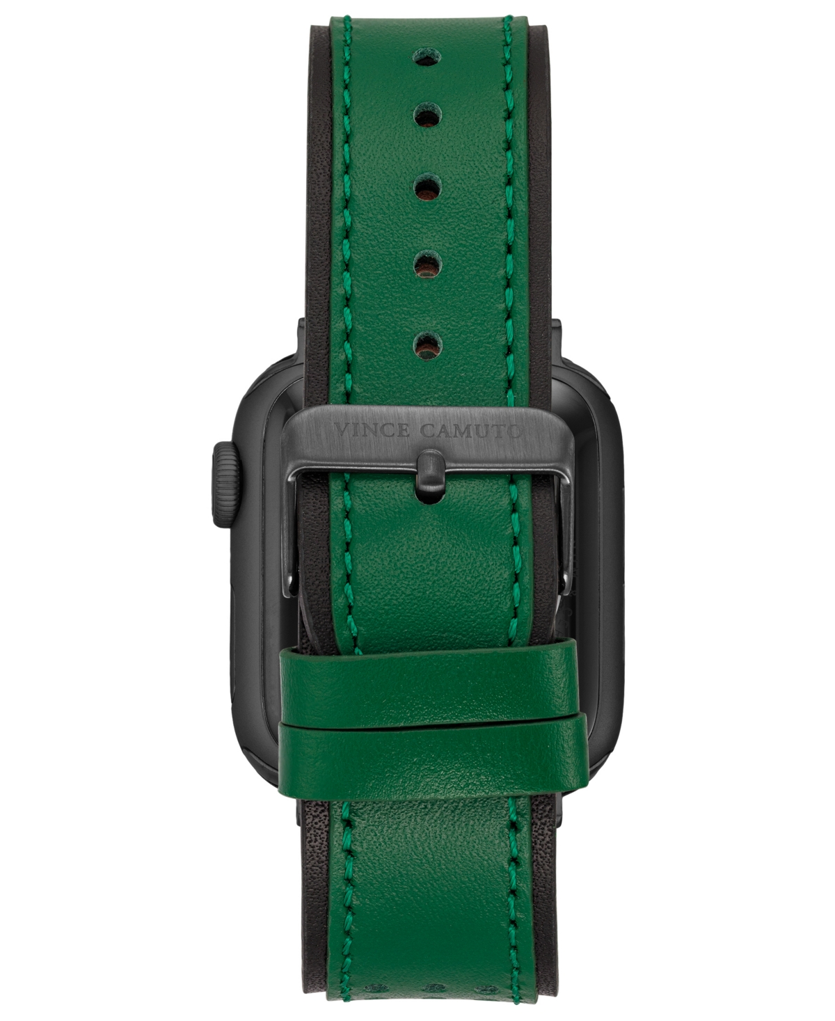 Shop Vince Camuto Men's Green And Black Premium Leather Band With Perforated Pattern For 42mm, 44mm, 45mm, Ultra, Ultr In Green,black
