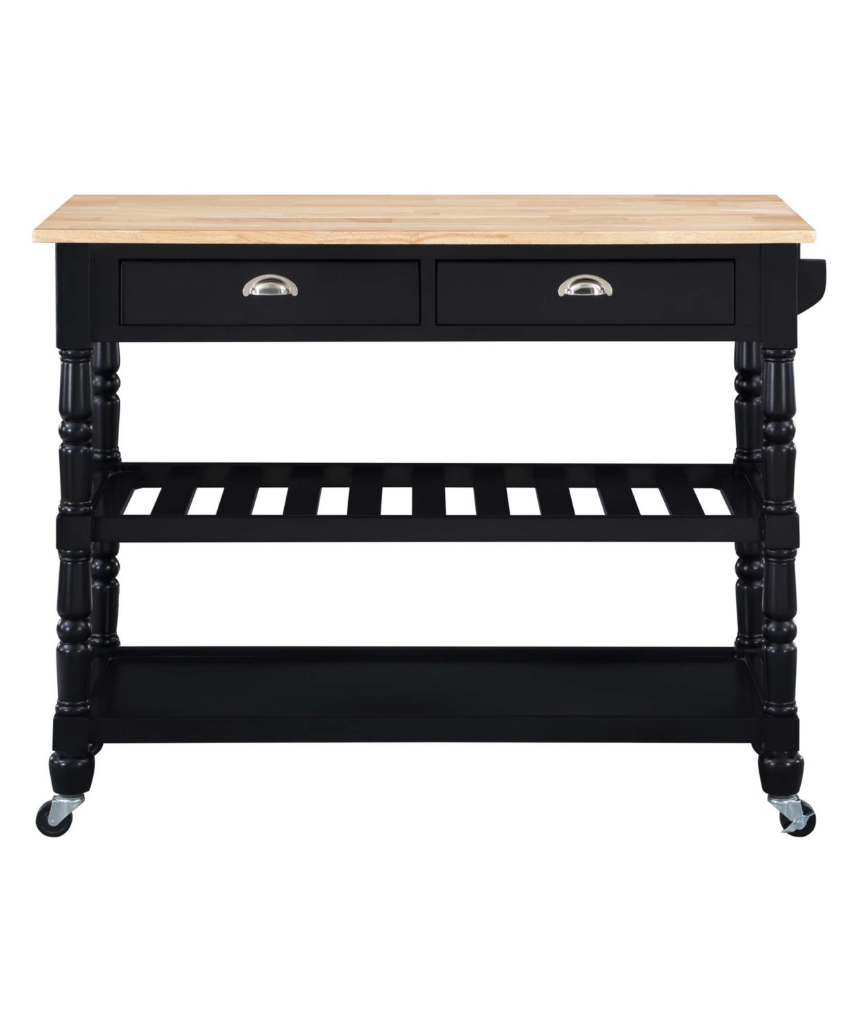 Convenience Concepts French Country 45" Wood 3 Tier Butcher Block Kitchen Cart In Black,butcher Block