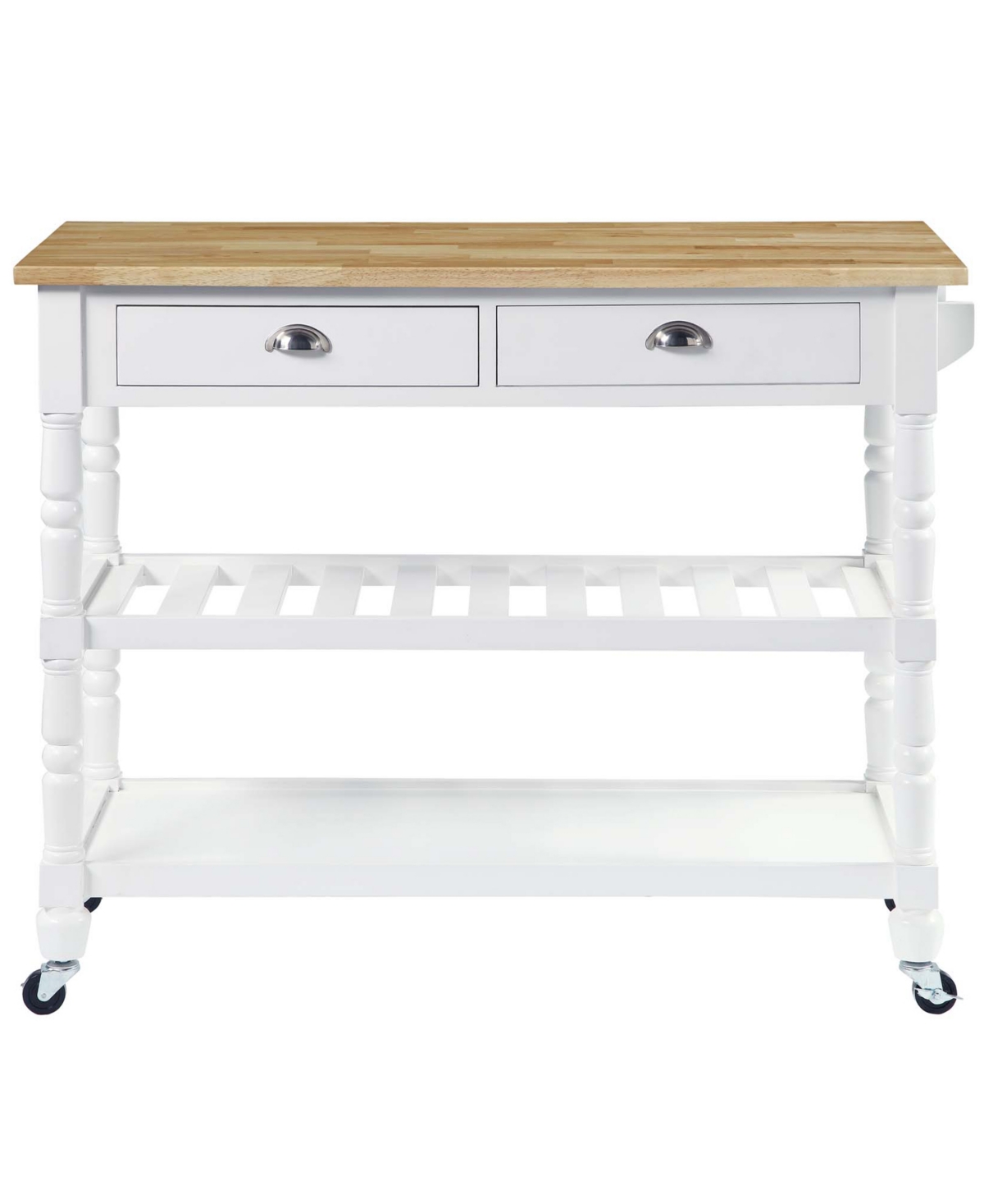 Convenience Concepts French Country 45" Wood 3 Tier Butcher Block Kitchen Cart In White,butcher Block