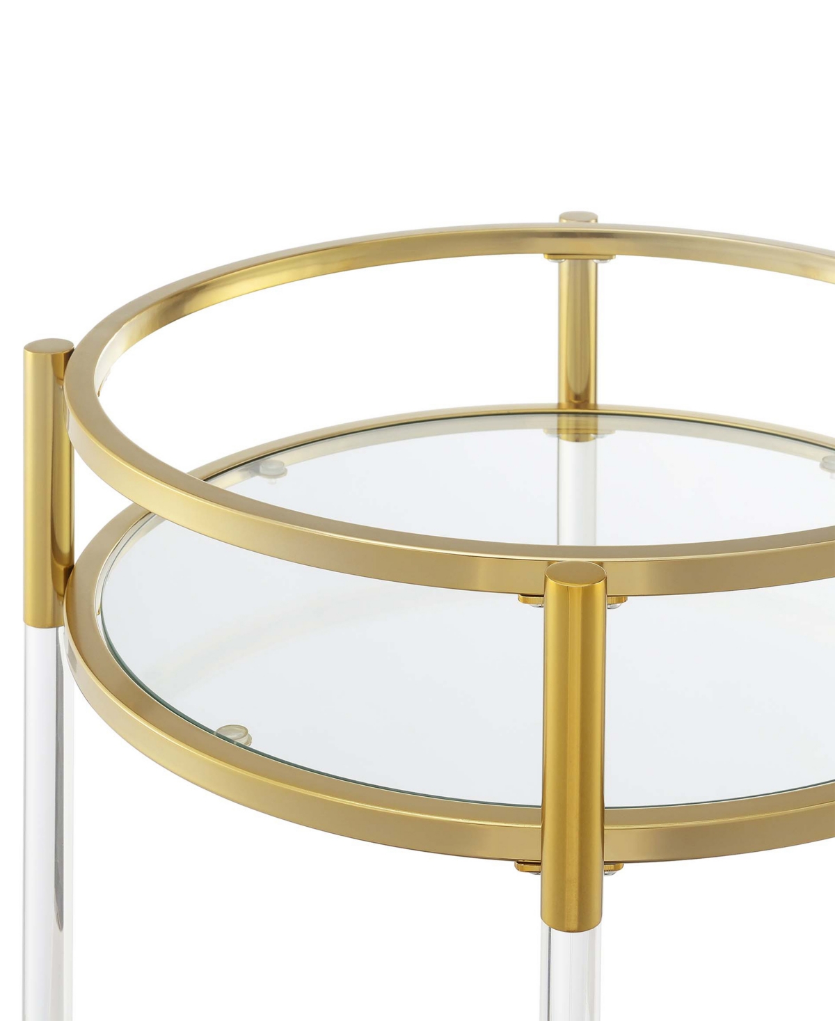 Convenience Concepts 22.25" Glass Royal Crest Acrylic Round Bar Cart In Glass,gold