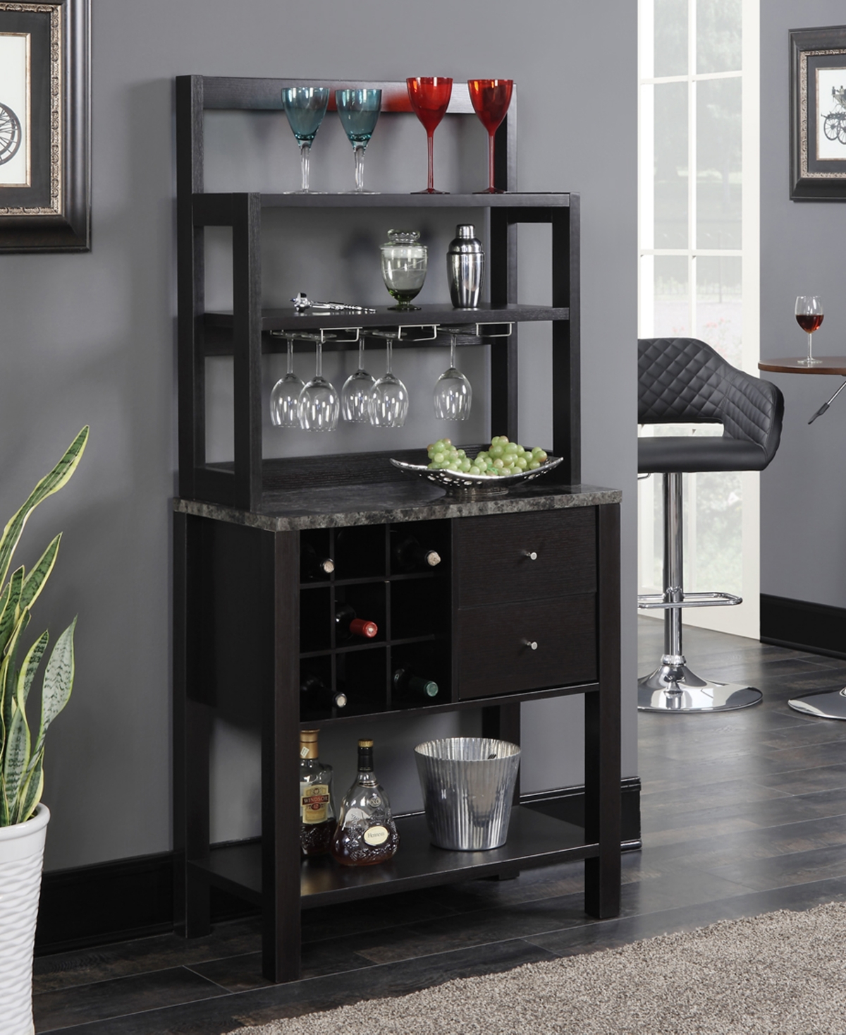 Convenience Concepts Newport Medium Density Fiberboard (Mdf) 2 Drawer Serving Bar - Espresso