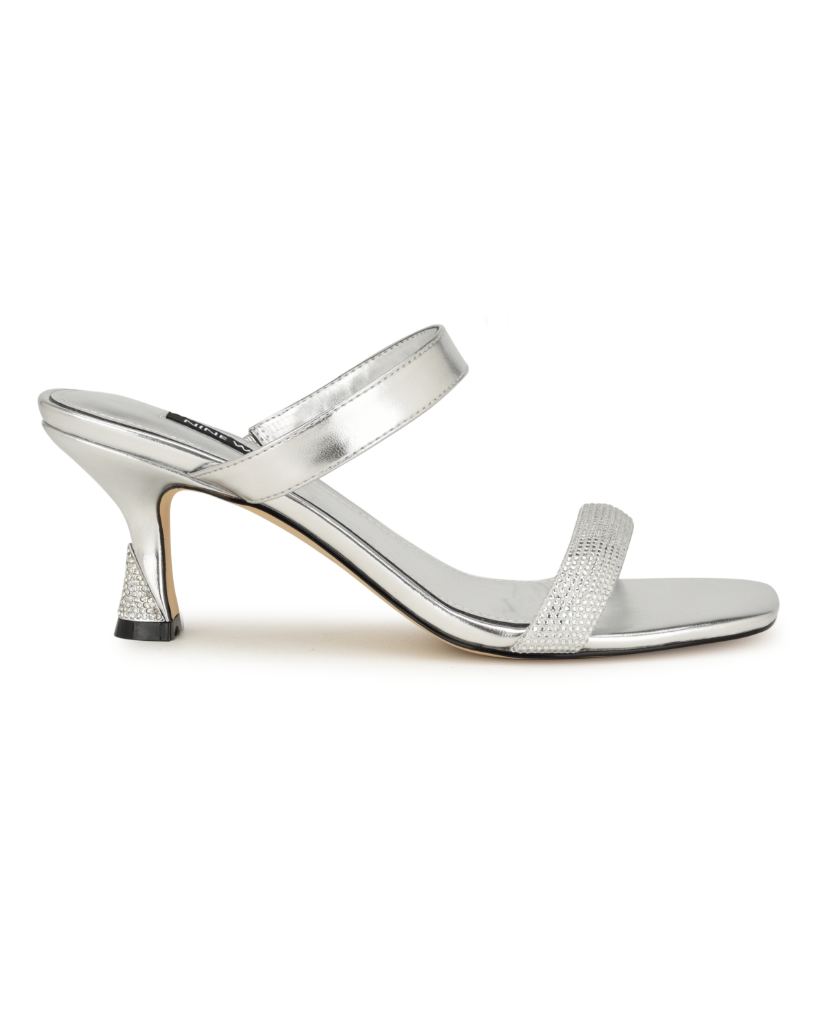 Nine West Women's Shimme Bridal Tapered Heel Dress Sandals - Silver - Faux Leather, Faux Suede