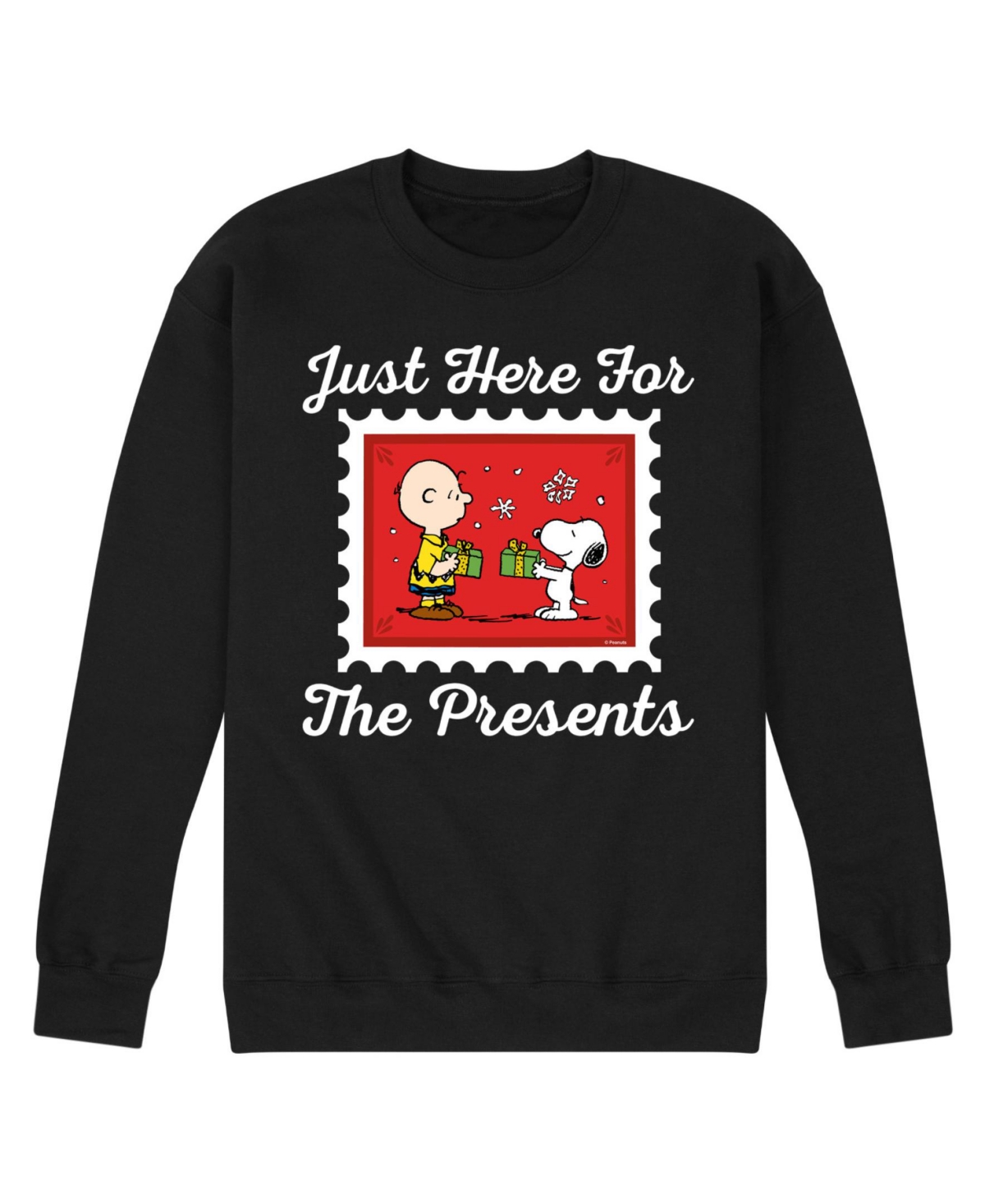 Airwaves Men's Peanuts Holidays Crew-neck Fleece T-shirt In Black