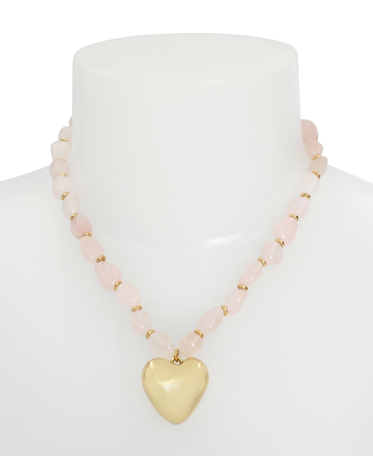 Shop Robert Lee Morris Soho Rose Quartz Heart Pendant Necklace In Rose Quartz,gold