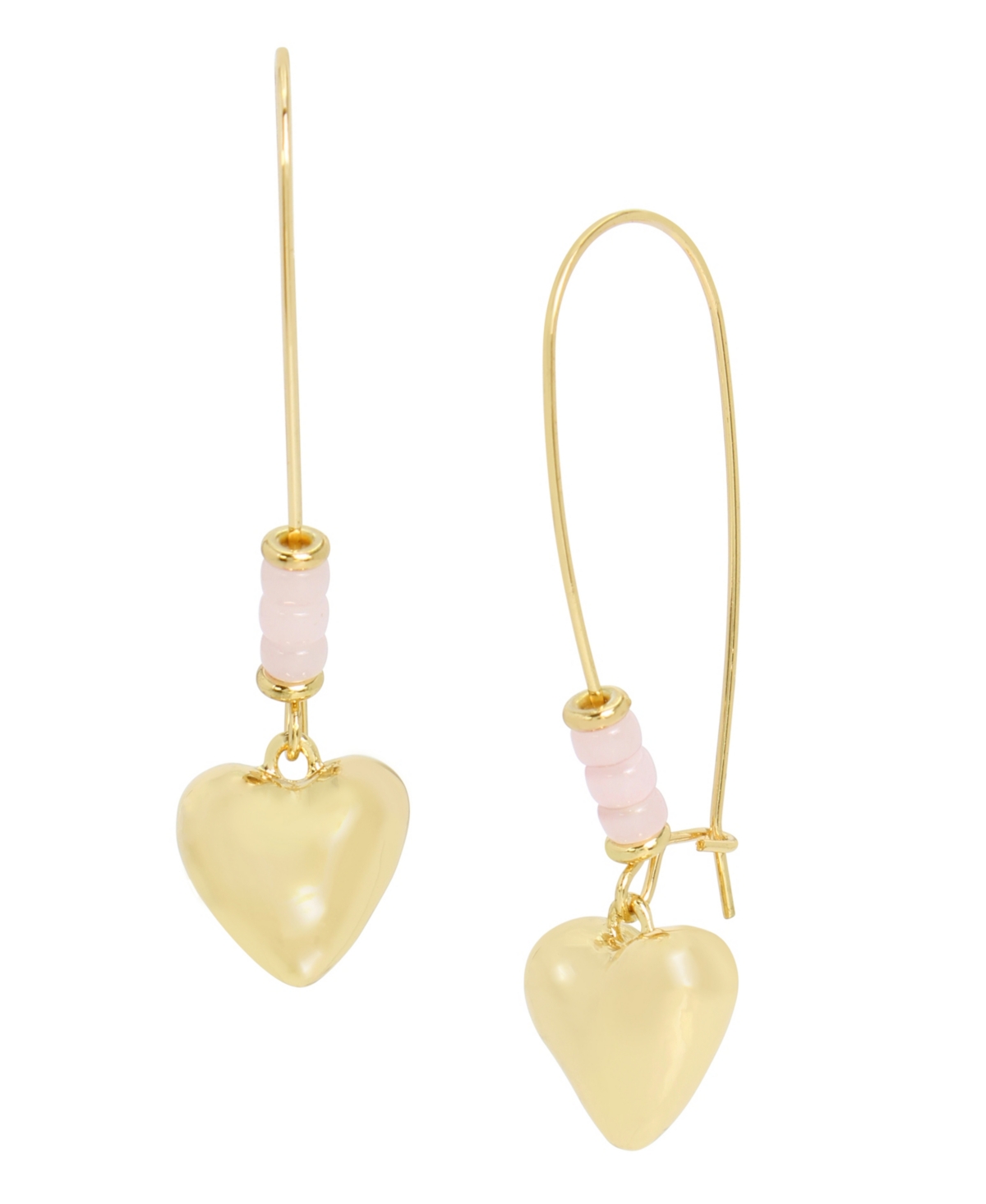 Robert Lee Morris Soho Gold-tone Puffy Heart Dangle Earrings In Rose Quartz,gold
