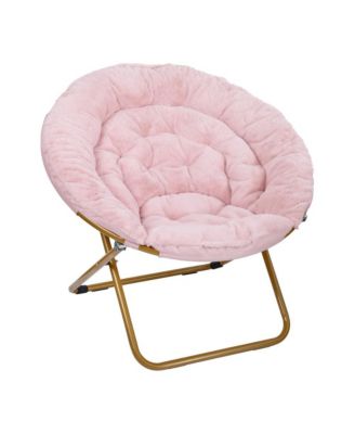 1 Count With Cozy Faux Fur Cushion And Metal Frame For Dorms, Bedrooms, Apartments And More - Ersa Oversize Folding Saucer Chair