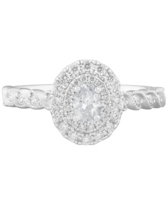 Diamond Oval Halo Bridal Set (3/4 ct. t.w.) in 14k White Gold