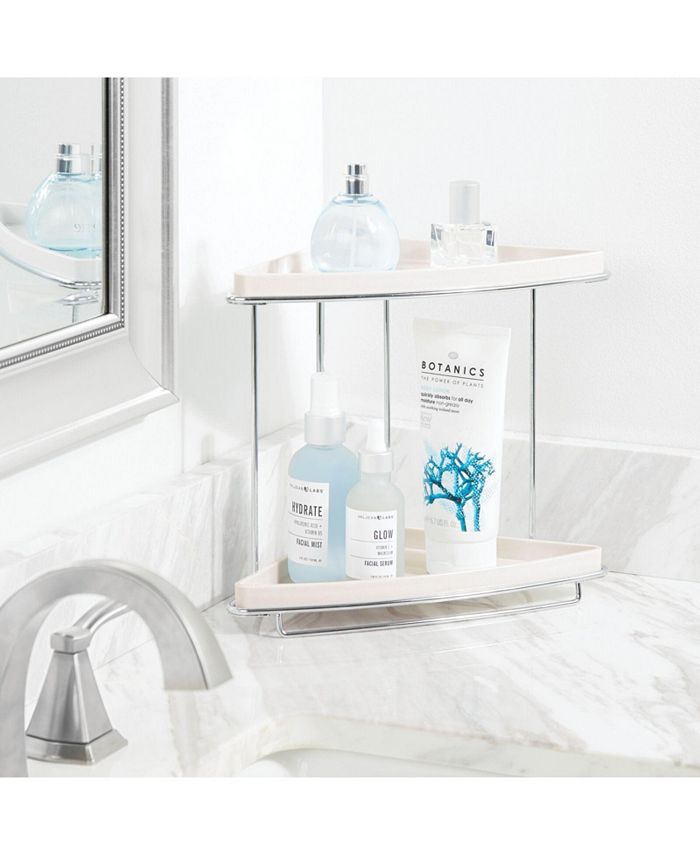 mDesign Steel/Plastic 2Tier Freestanding Bathroom Corner Organizer