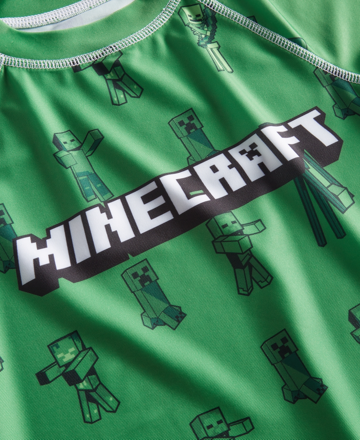 Shop Minecraft Little Boys Rash Guard & Swim Trunks, 2 Piece Set In Green